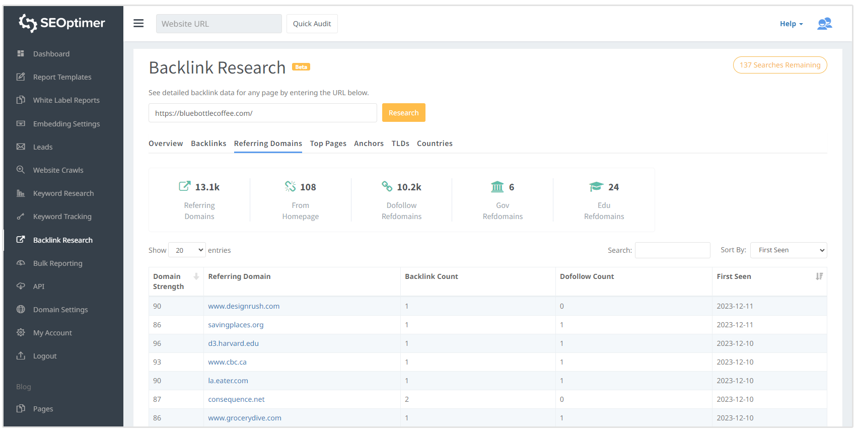 outil de recherche de backlinks faisant référence à des domaines